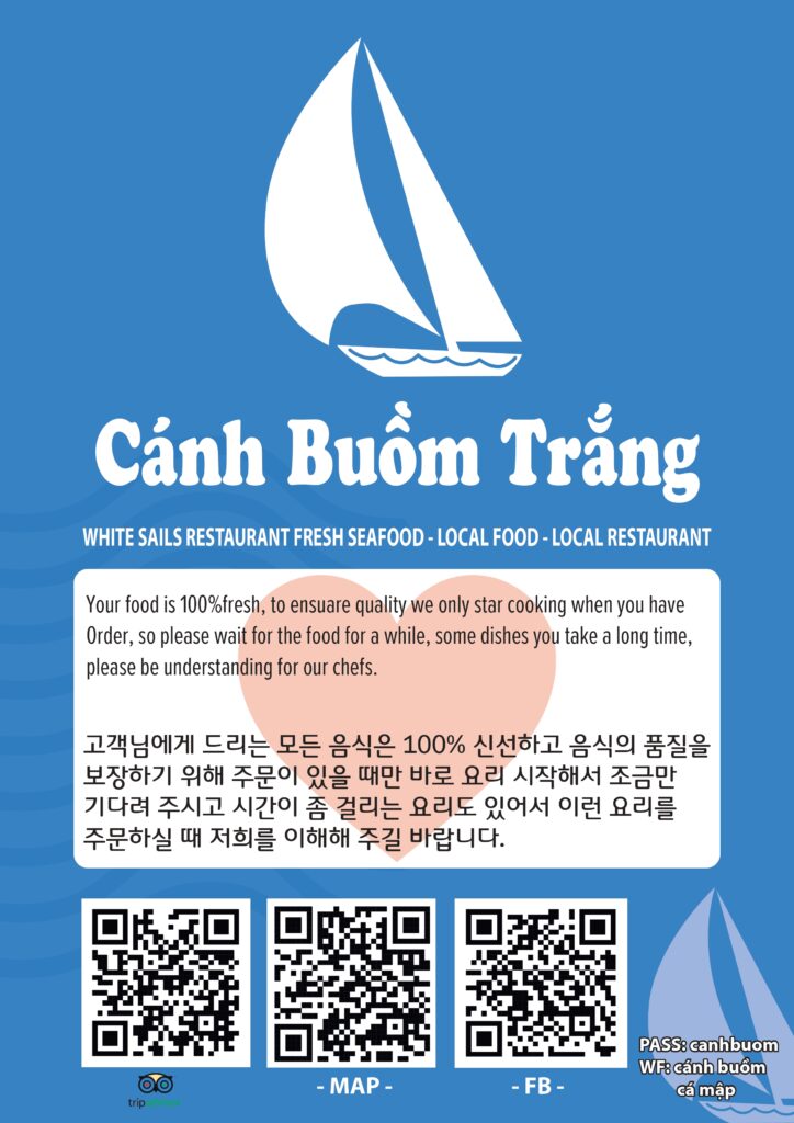 White Sail Seafood Menu at a Top Hoi An Restaurant