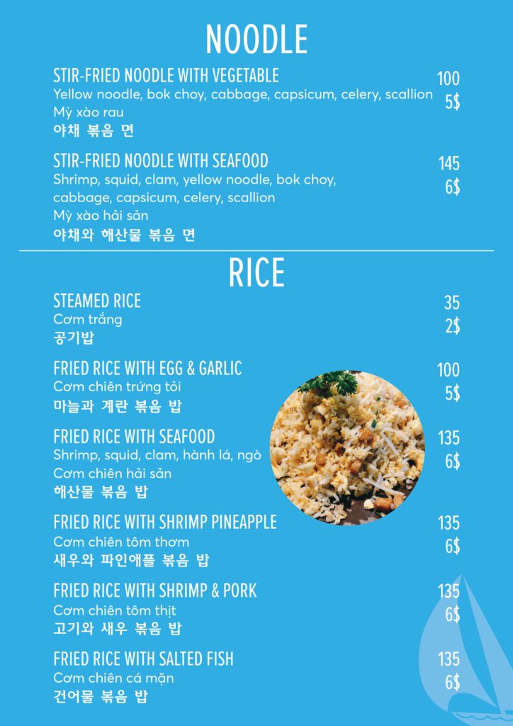 Fried Rice and Noodle Options at White Sail Hoi An